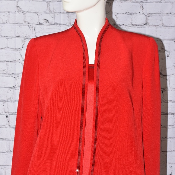 3pc Lourdes Chavez Haute Couture Red Silk Skirt Designer Suit Size S/M NEW!!! - Picture 2 of 15